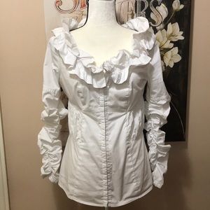 Diego Reiga Cotton Ruffle Neckline Blouse